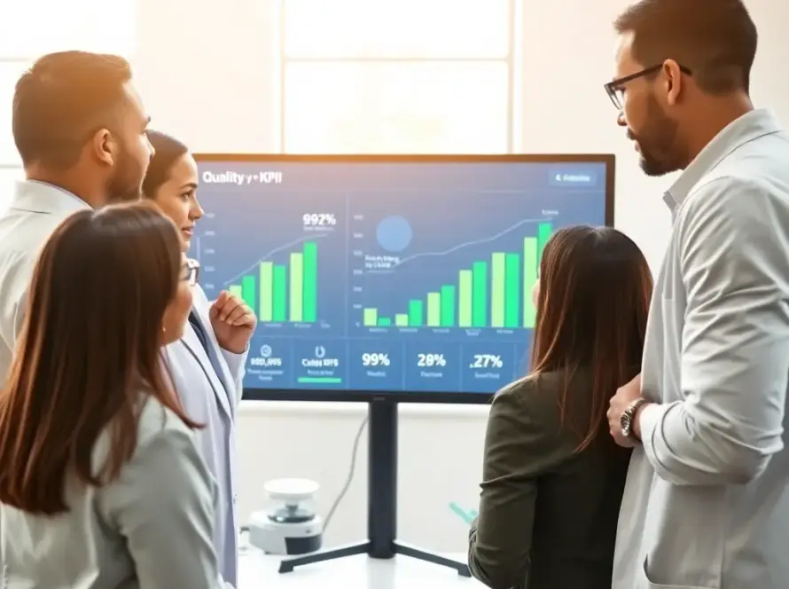 Dashboard met positieve KPI's voor kwaliteitsmanagement